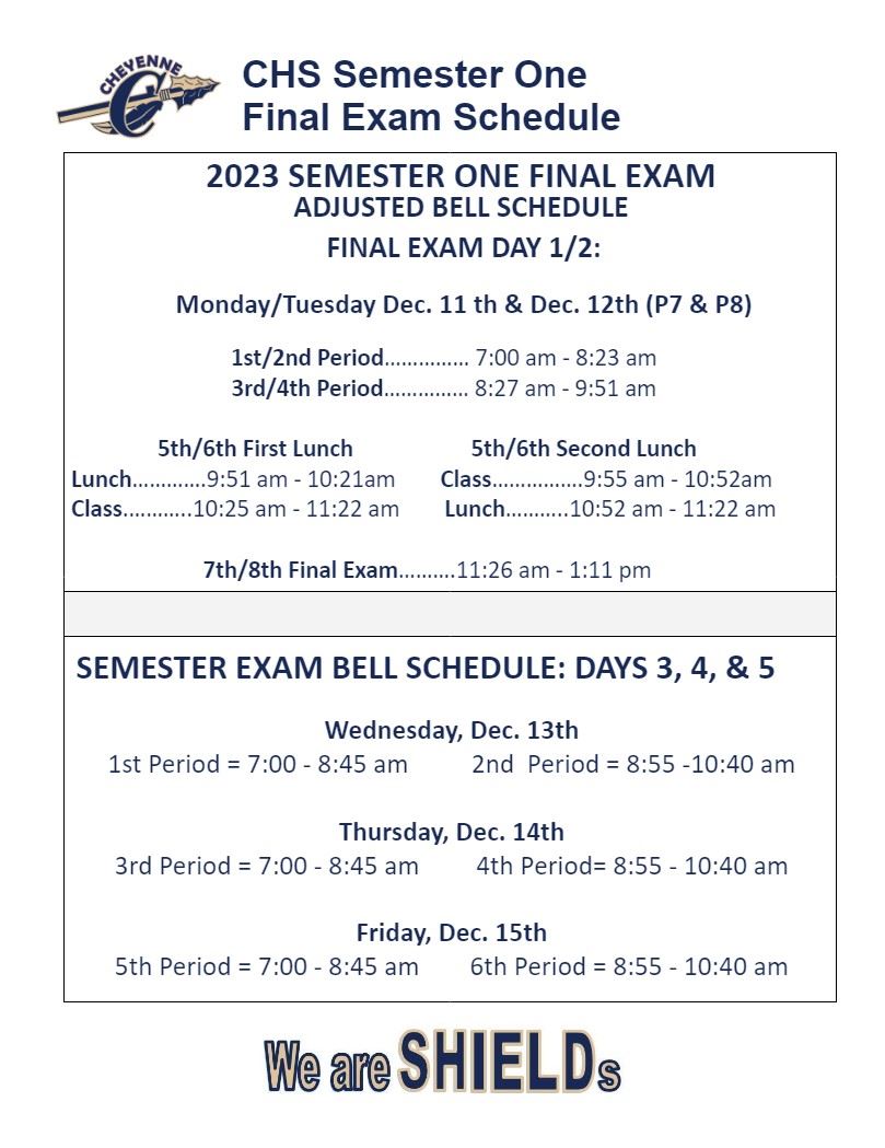  Final Exam Schedule